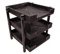 Tava Handwoven Rattan 3 Tray Paper Sorter