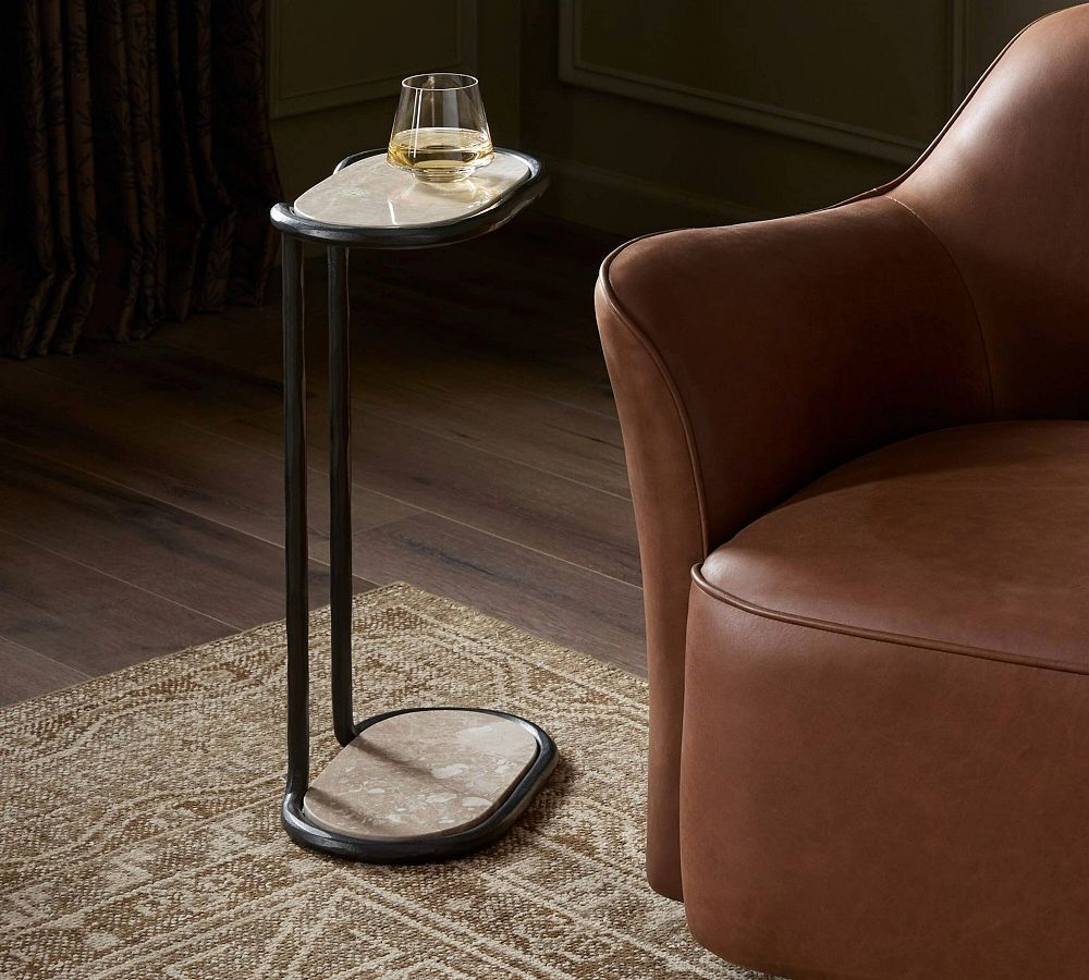 Emeren Oval Marble C- Table (30") by Pottery Barn