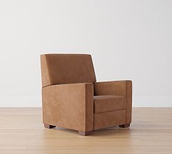 Open Box: Ashby Square Arm Leather Recliner - Mason Pebble Caramel, Espresso Finish