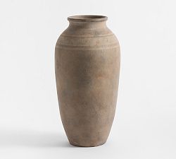 Open Box: Brown Terracotta Striped Vase, Large, 16"H
