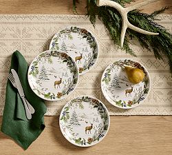 Winter Stag Stoneware Salad Plates - Set of 4