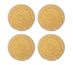 Open Box: Handwoven Round Twirled Edge Placemat, Set of 4 - Mustard