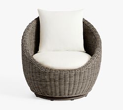 Open Box: Huntington Petite Wicker Swivel Outdoor Papasan with Cushions - Gray