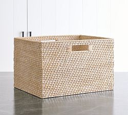 Open Box: Tava Handwoven Utility Basket, Large, 16"W x 10.5"H - Whitewash