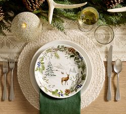 Winter Stag Stoneware Salad Plates - Set of 4