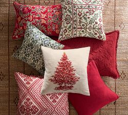 Judah Ikat Plaid Embroidered Pillow