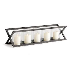 Open Box: Outdoor 5 Pillar Candle Holder Centerpiece - Black