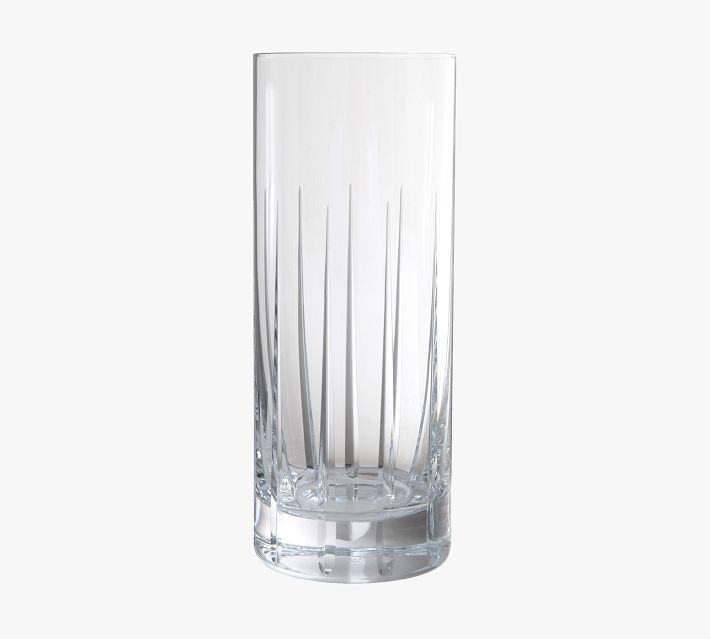 INSETLAN 12-Piece Ribbed Glassware Set - 6 Highball & 6 Rocks Glasses