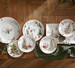 Enchanted Forest Stoneware Dinner Plates - Set of 4