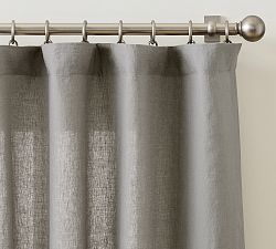 Open Box: Belgian Flax Linen Unlined Curtain, 50" x 108" - Light Charcoal
