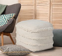 Leyla Cotton Striped Pouf