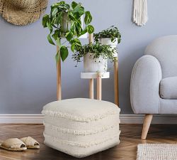 Leyla Cotton Striped Pouf