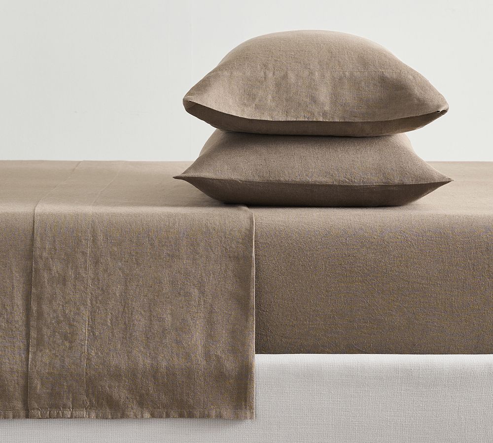 Belgian Flax Linen Hemstitch Sheet Set - CafÃ© Noir, King