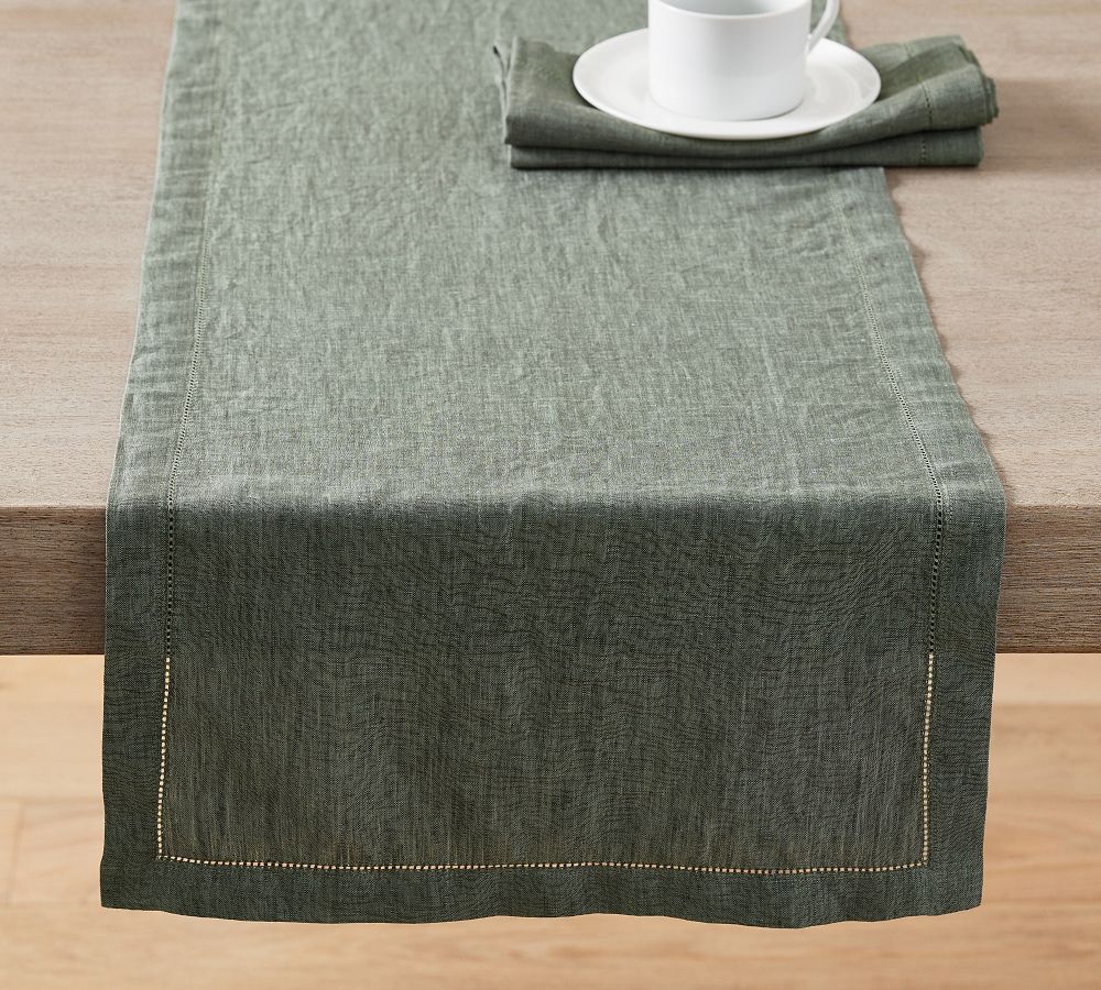 Belgian Linen Table Runner - 16''x108" - Dark Forest