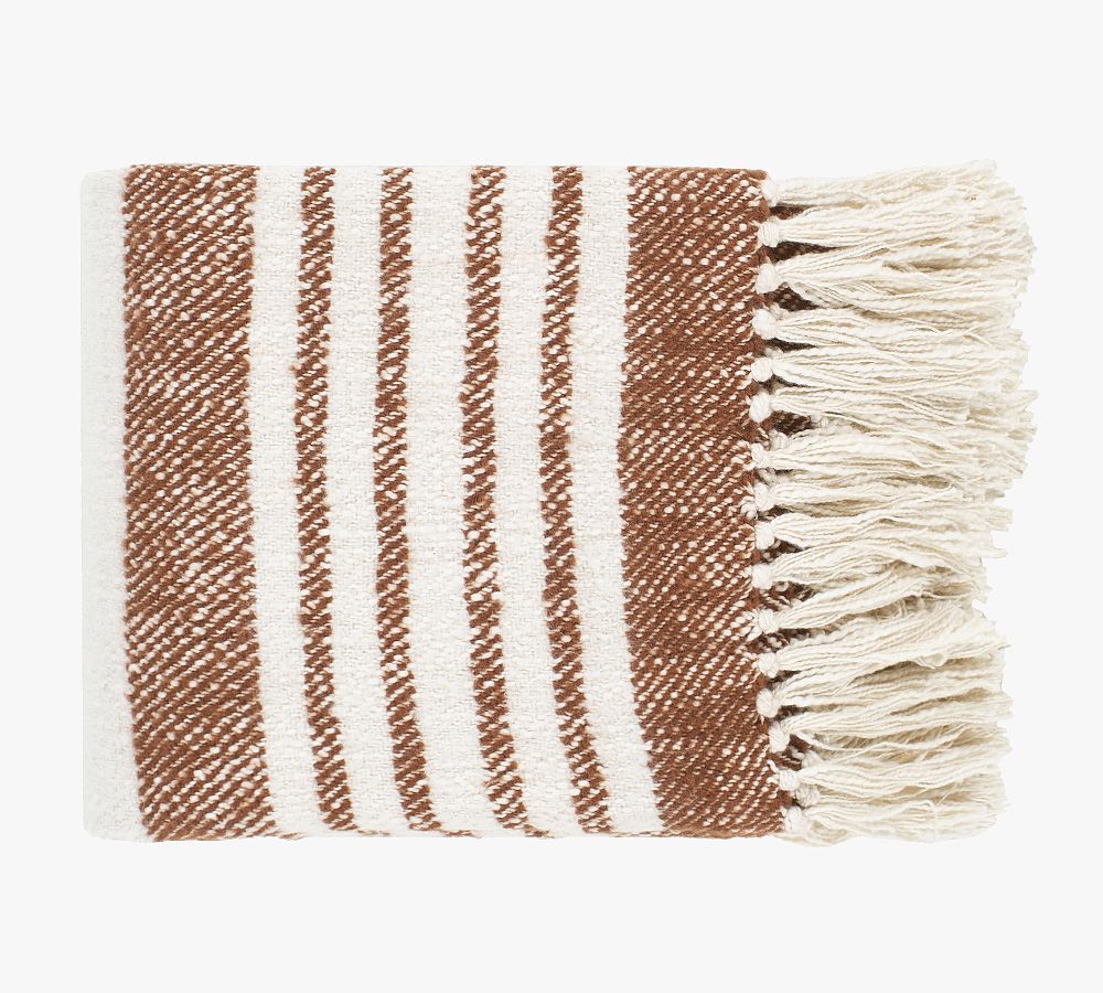 Lallie Handwoven Throw - Brown/Cream, 50" x 60"