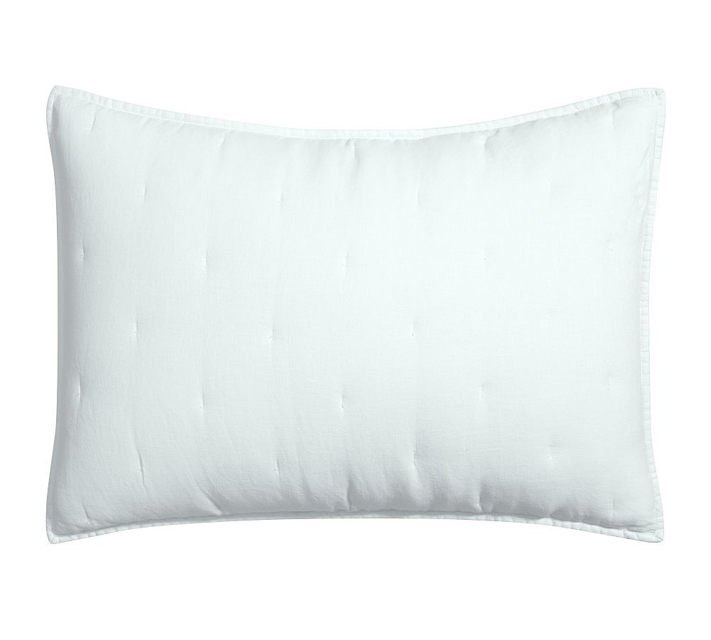 Belgian Flax Linen Tufted Quilted Sham - Blue Frost, Standard, Set of 2