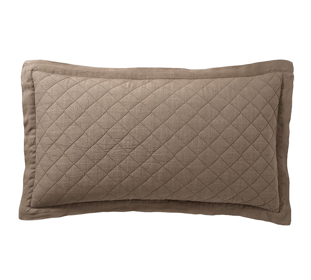 Belgian Flax Linen Diamond Quilted Sham - CafÃ© Noir, King, Set of 2