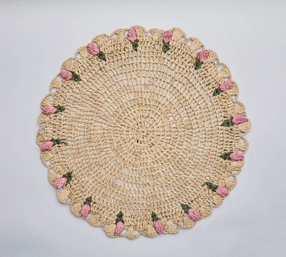 Tulip Edged Handwoven Placemat, Set of 4 - Set of 4 - Pink