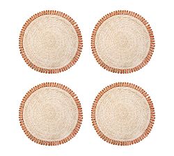 Open Box: Handwoven Round Twirled Edge Placemat, Set of 4 - Orange