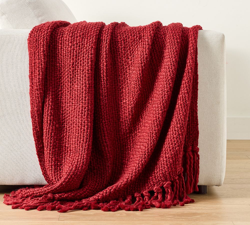 Textured Basketweave Knit Throw - Tomate, 50" x 60"