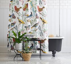 Fauna Bird Cotton Shower Curtain