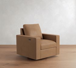 Westwood Square Arm Leather Swivel Glider Recliner