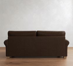 PB Comfort Modern Roll Arm Leather Sofa (67"&ndash;121")