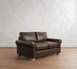 PB Comfort Modern Roll Arm Leather Sofa (67"&ndash;121")