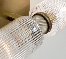 Cooper Ribbed Glass Short Tube Double Sconce (12")