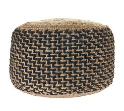 Handwoven Basketweave Jute Pouf