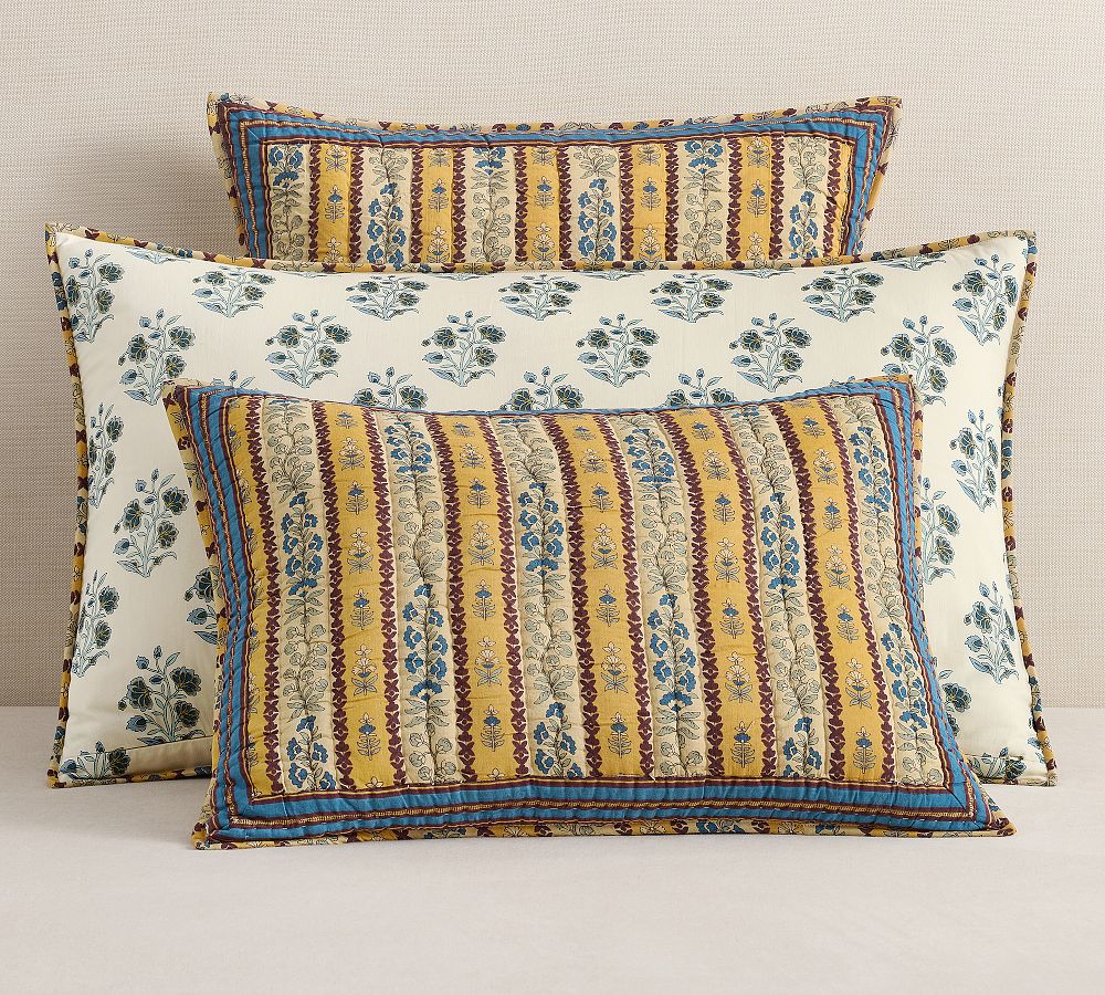 Quinn Striped Floral Quilted Sham by Pottery Barn