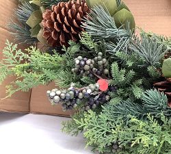 Open Box: Faux Lit Rustic Pine and Berry Wreath (38")