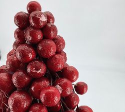 Open Box: Faux Potted Berry Cluster Cone Tree, Mini (18"H) - Red