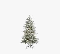 Open Box: Lit Slim Flocked Nova Scotia Spruce Faux Christmas Tree (5')