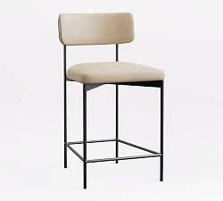 Open Box: Maison Leather Counter Stool (24") - Statesville Pebble, Antique Bronze