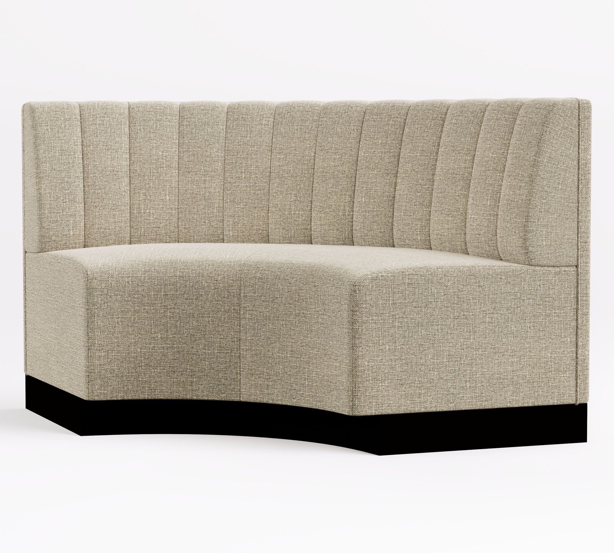 side view of curved banquette
