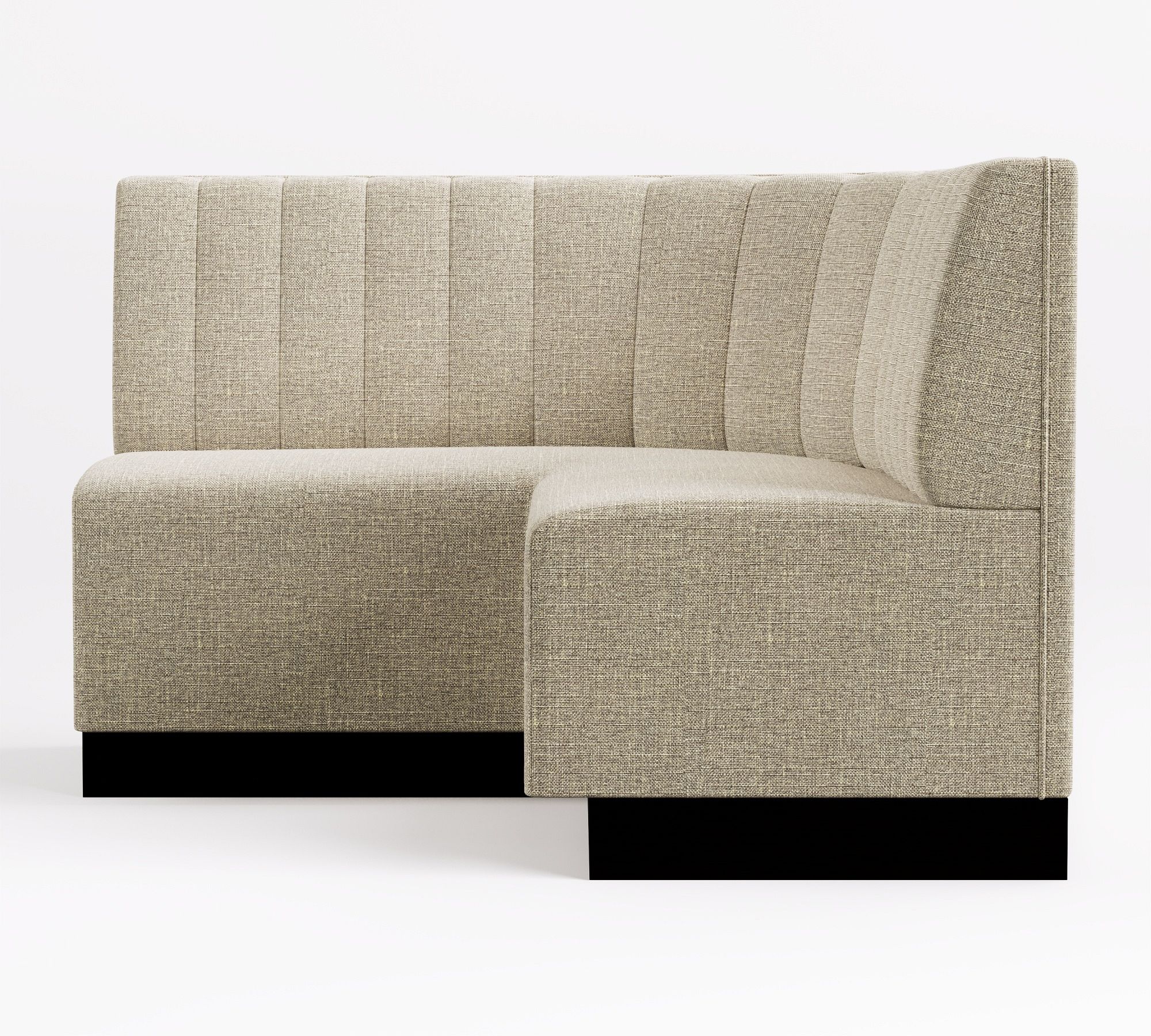 back and side view of beige banquette