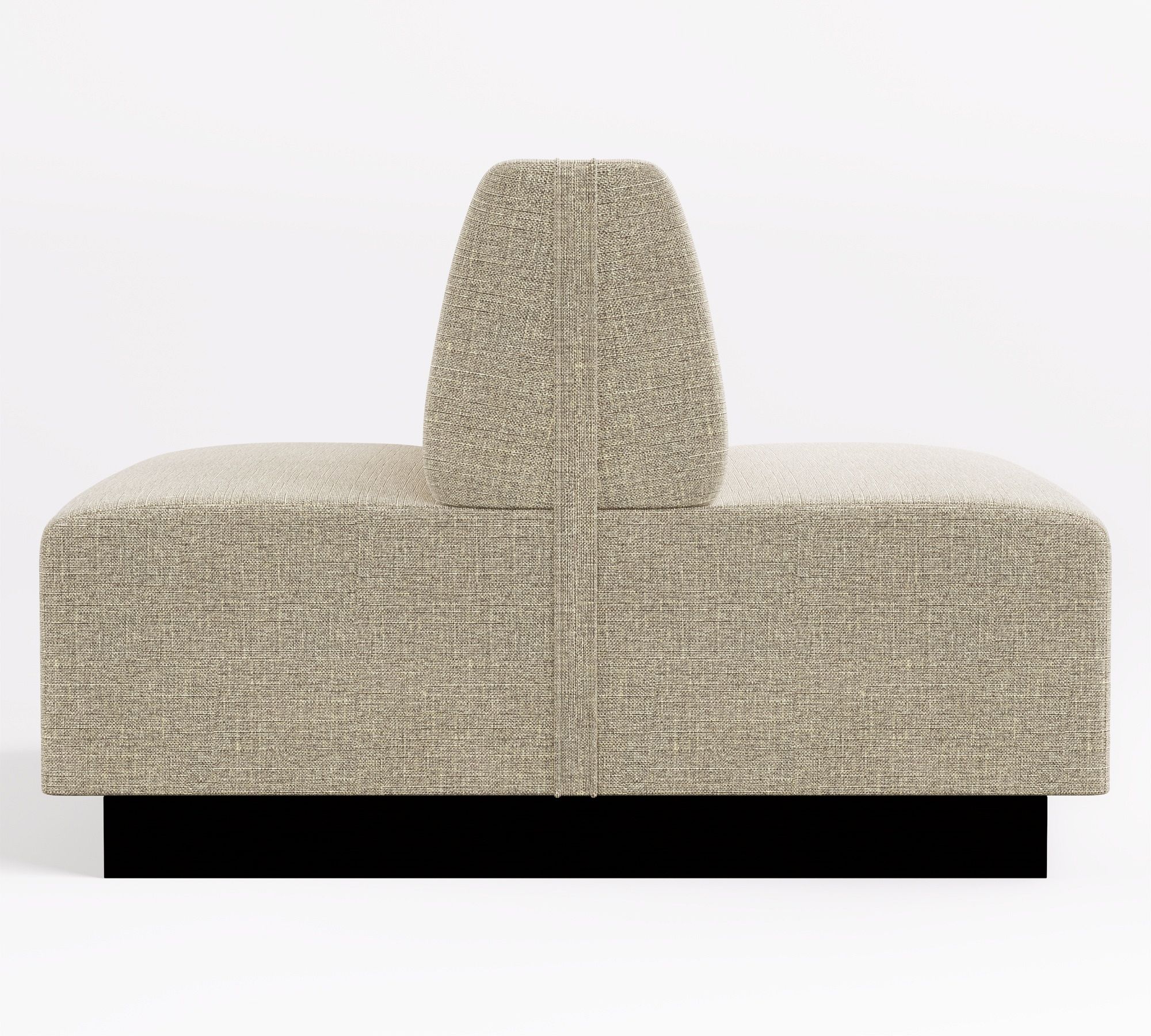 rear view of beige banquette with corner