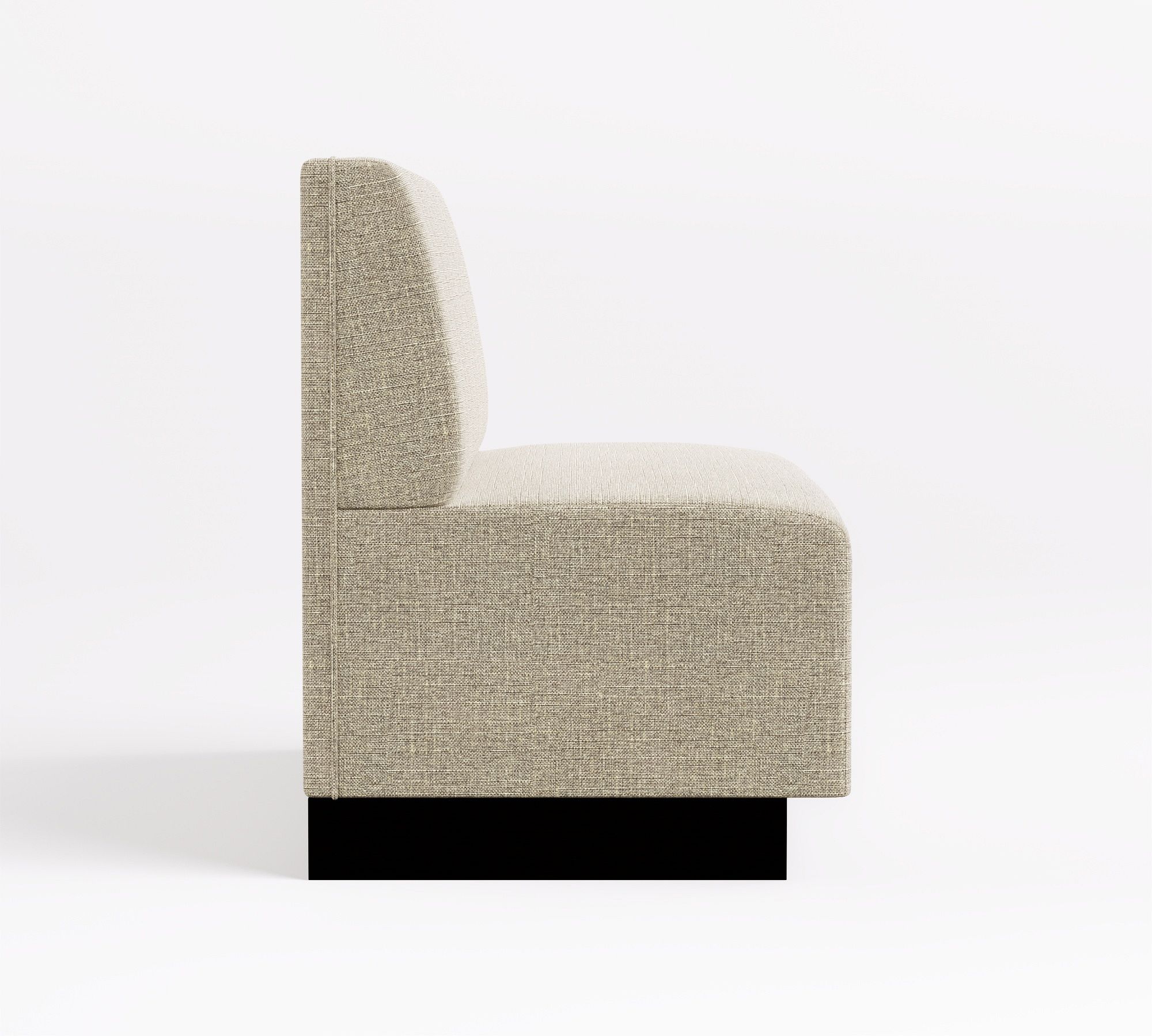 side view of beige banquette