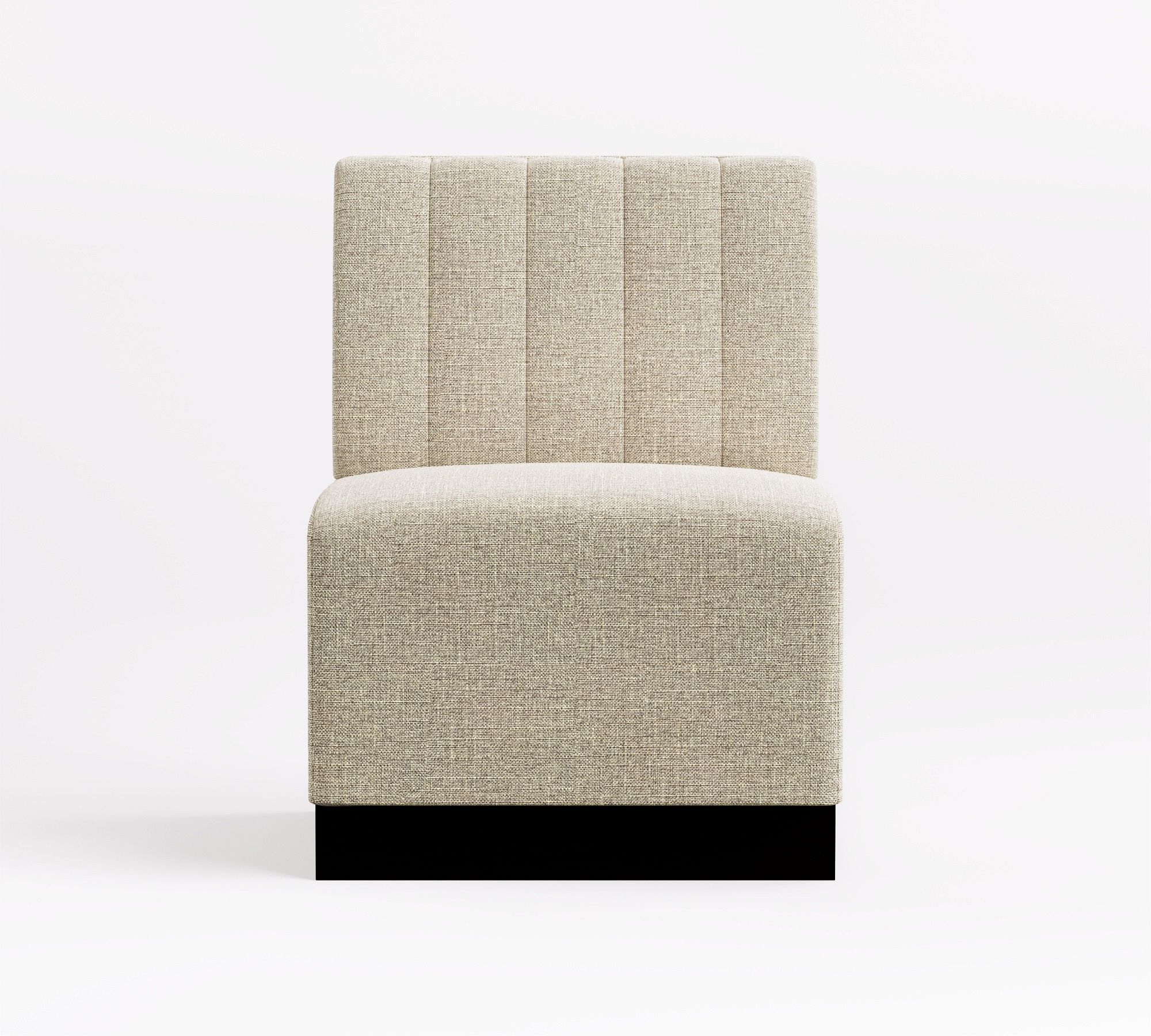  beige upholstered chair with black base