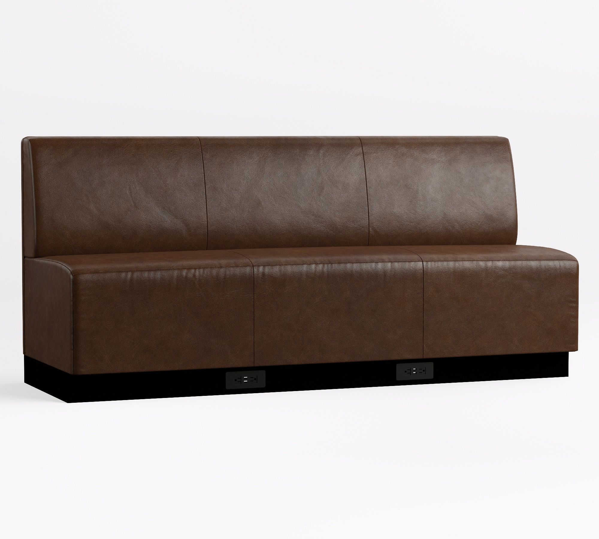 Back of leather banquette with multiple sections