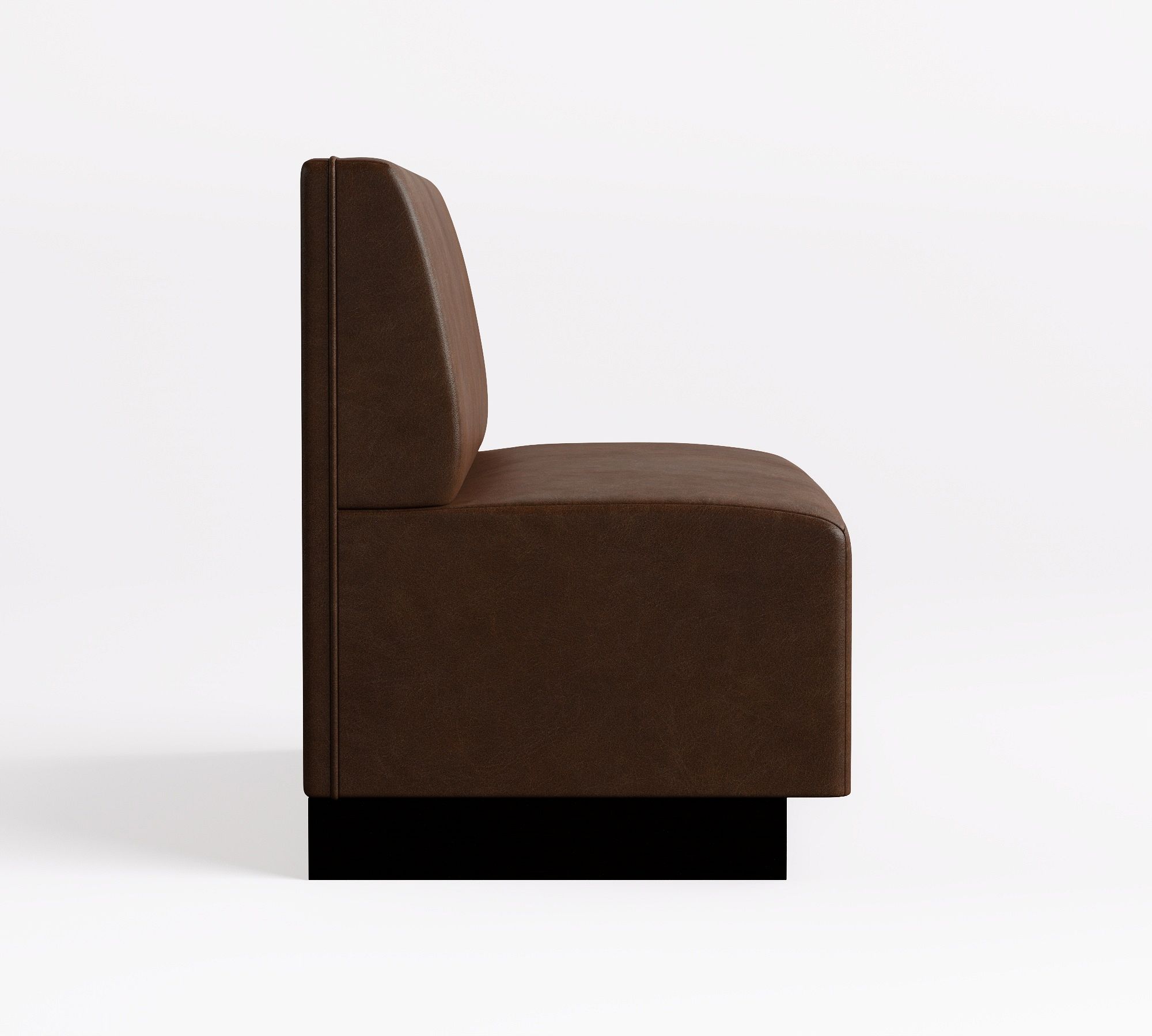 Side profile of brown leather chair