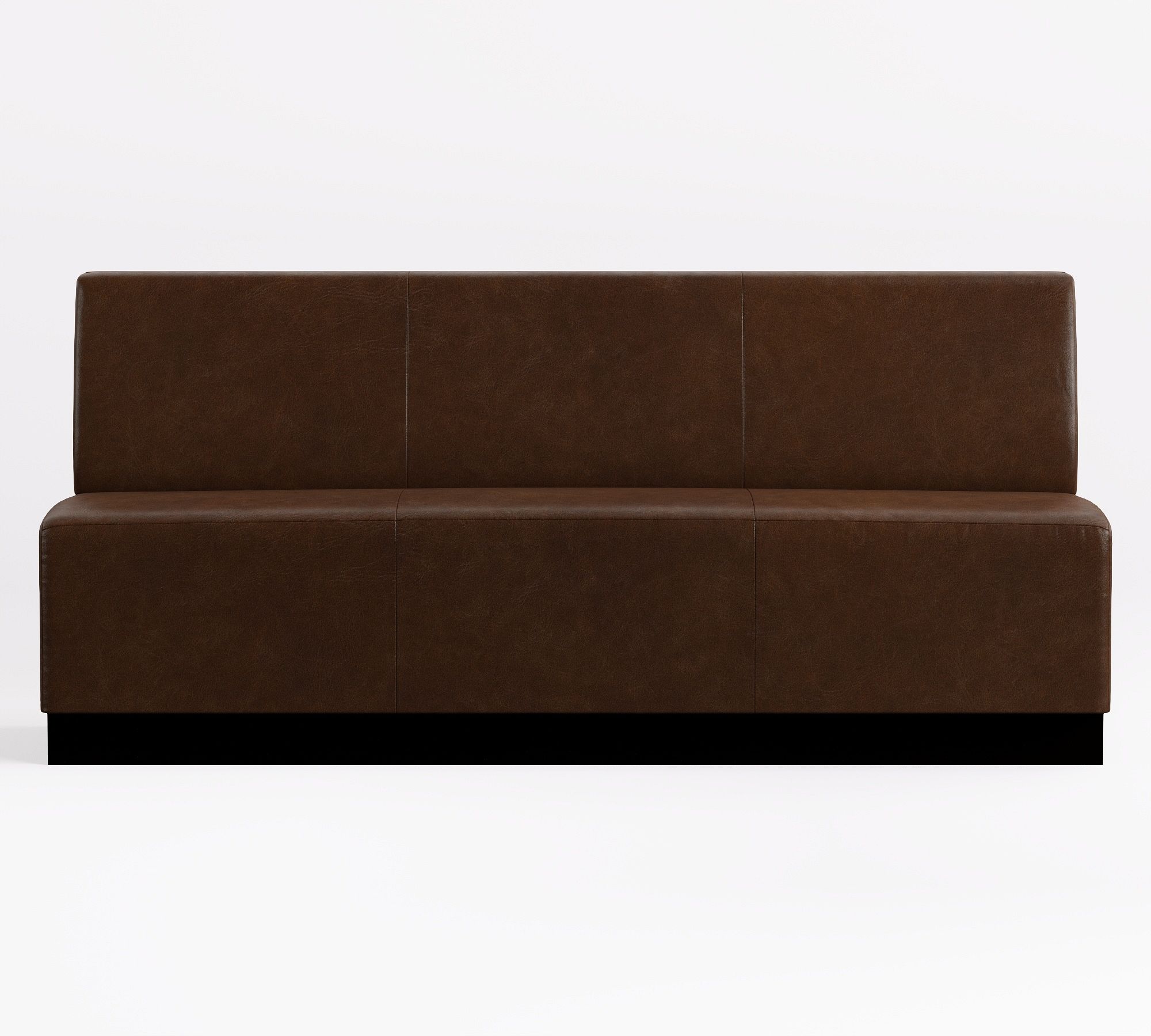 Set of brown leather seating unit with bench