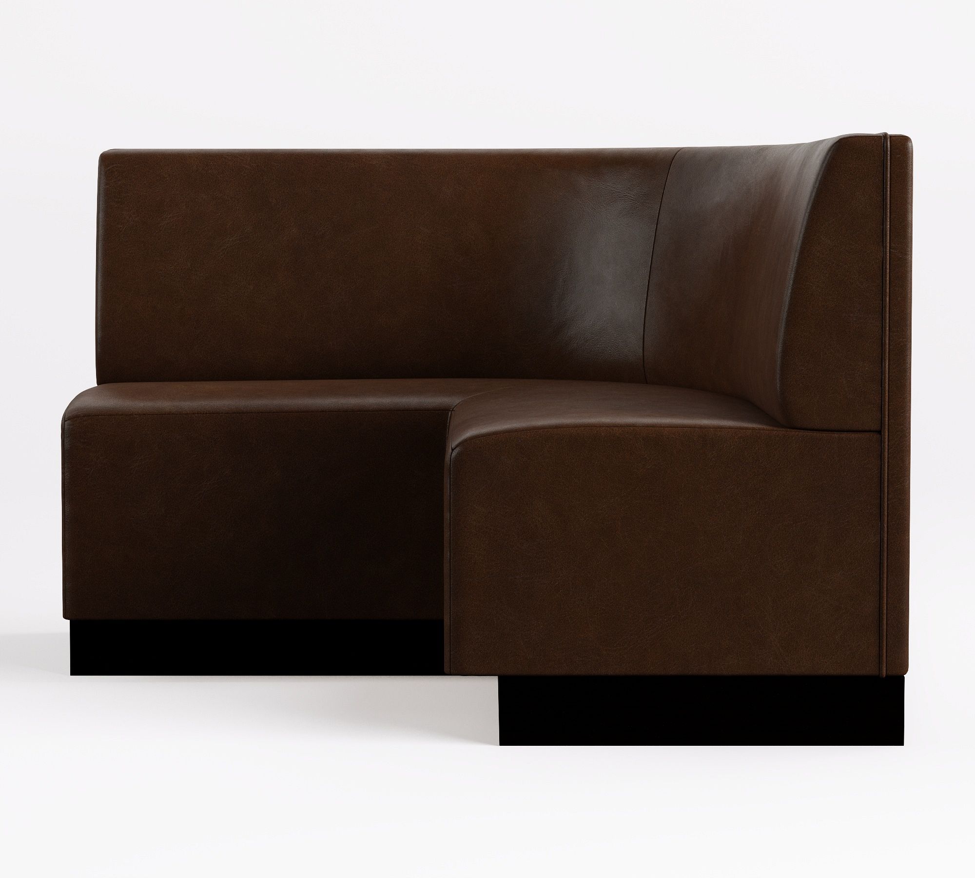 Leather banquette with curved corner