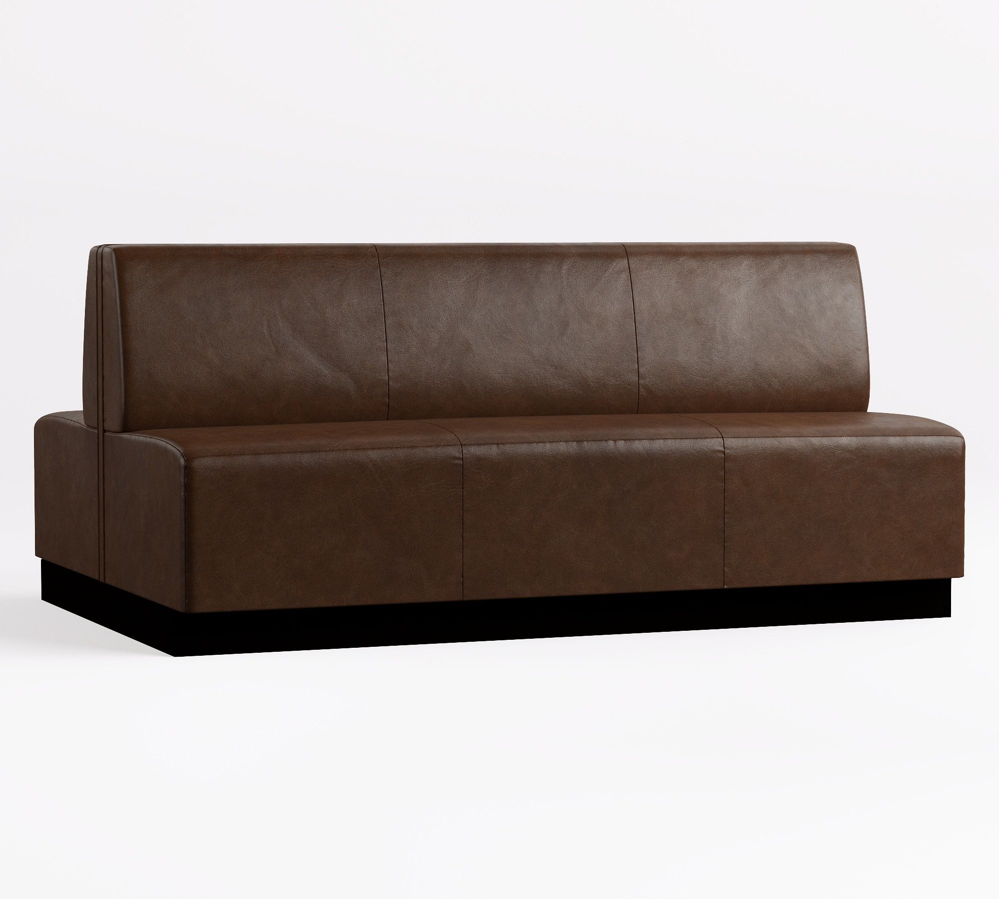 Full view of sectional brown leather sofa