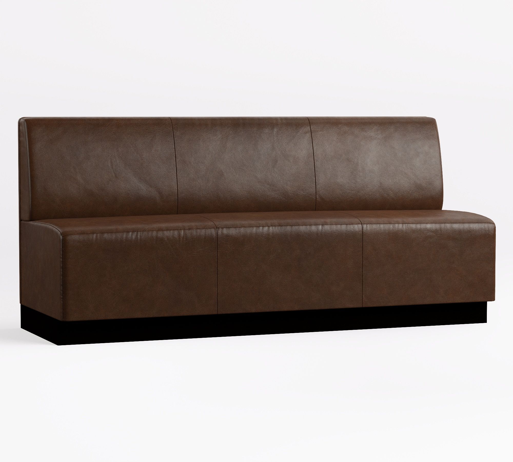 Full back view of brown leather sofa