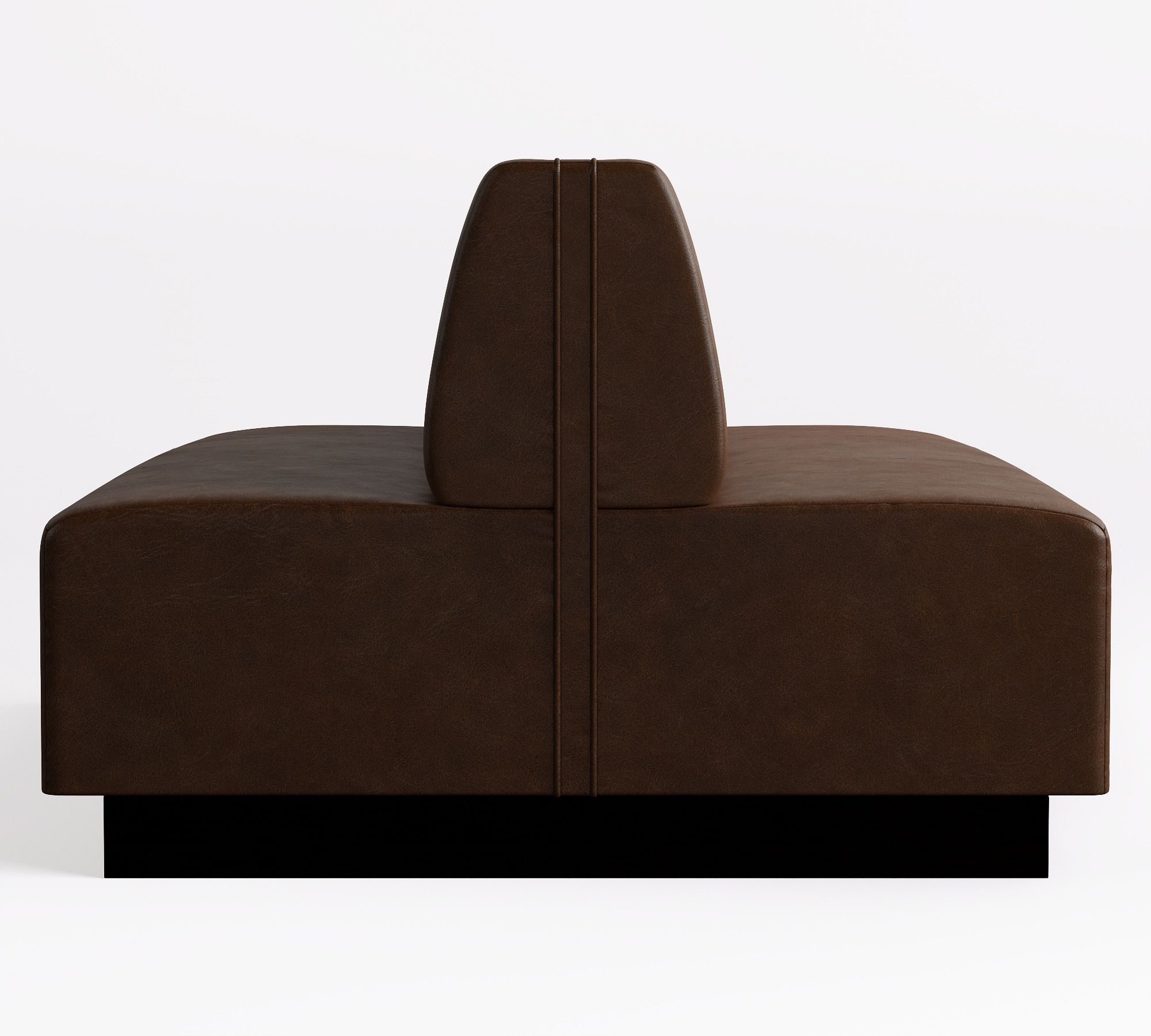 Back view of banquette with single back cushion