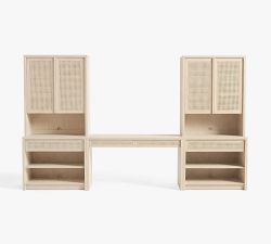 Marina Grand Cane Storage Shelf Console Desk Set (126")