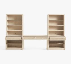 Marina Grand Cane Storage Shelf Console Desk Set (126")