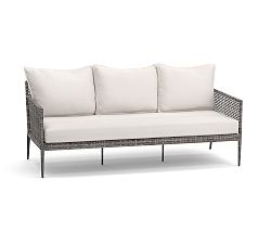 Open Box: Cammeray All-Weather Wicker Outdoor Sofa with Cushion (75"W) - Gray